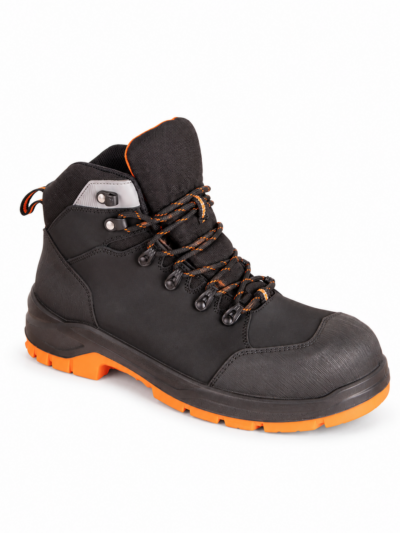 Black Himalayan 5502 ReflectO waterproof safety boot with Orange sole, without an added logo