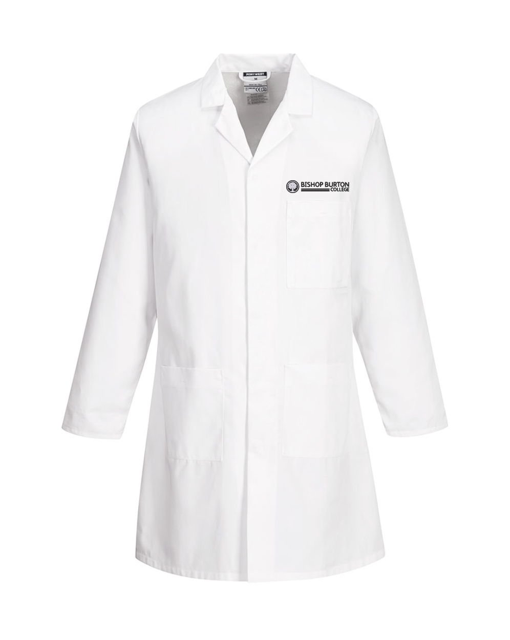 2852 Unisex White Lab Coat C/W Bishop Burton Logo