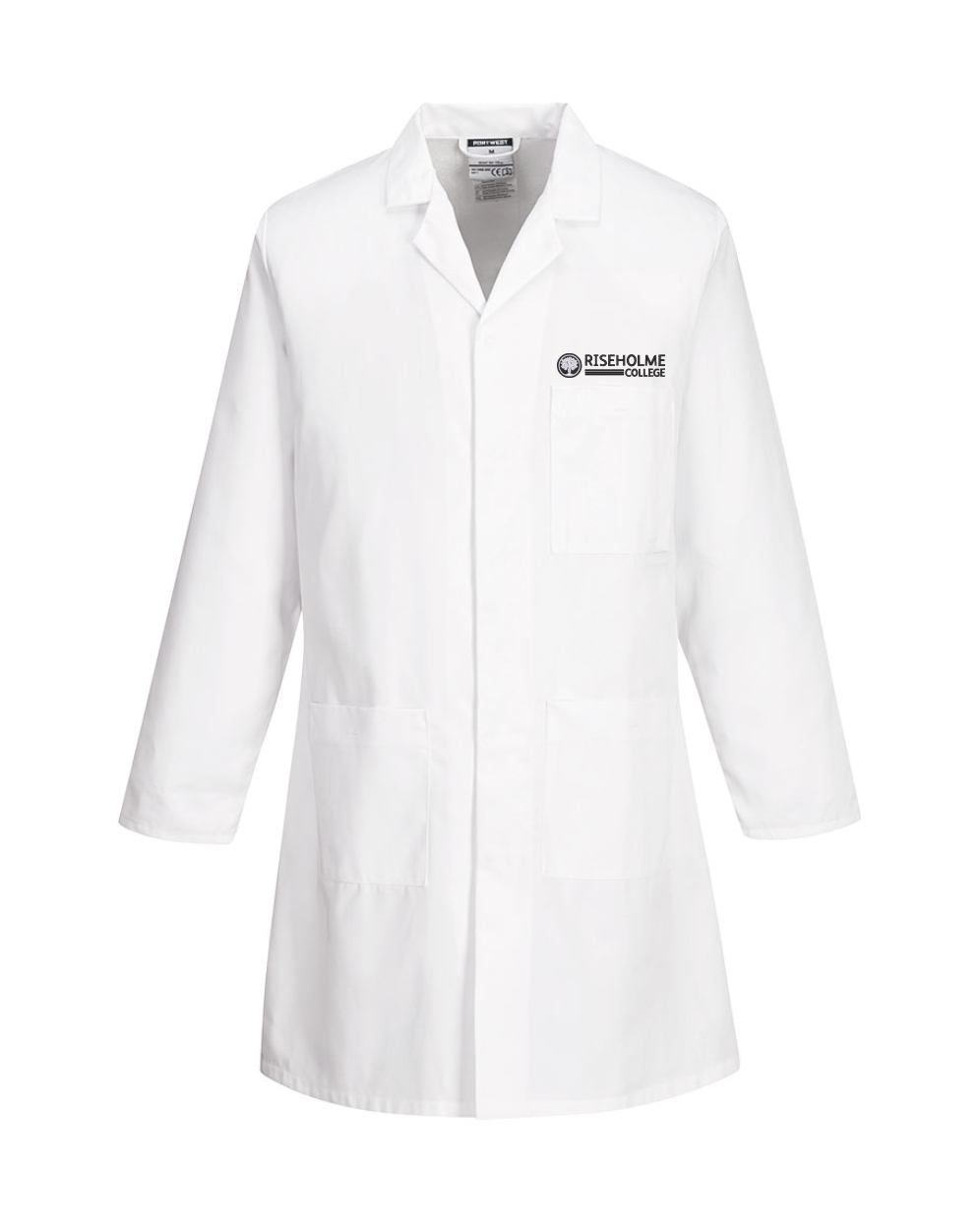 2852 Unisex White Lab Coat C/W Riseholme Logo