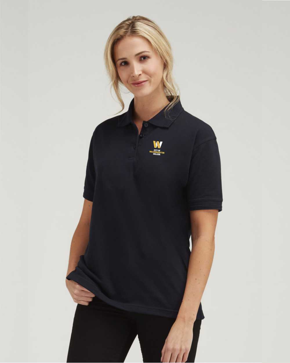 WolvColl Ladies Black Polo Shirt (UCC031F) STAFF - LA Clothing Solutions