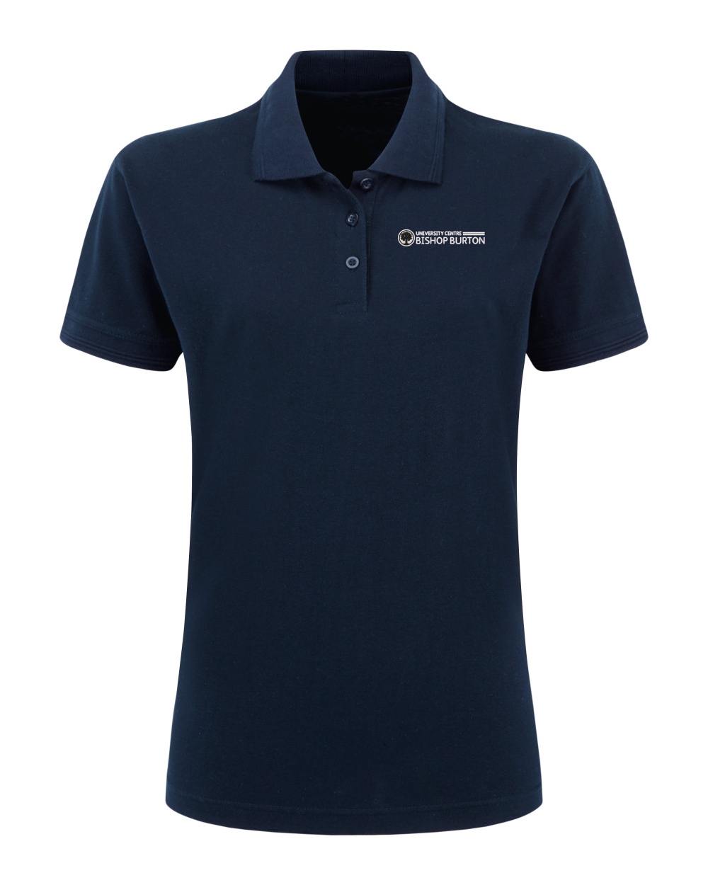 UCC031F Ladies Navy Polo Shirt C/W University Centre Logo
