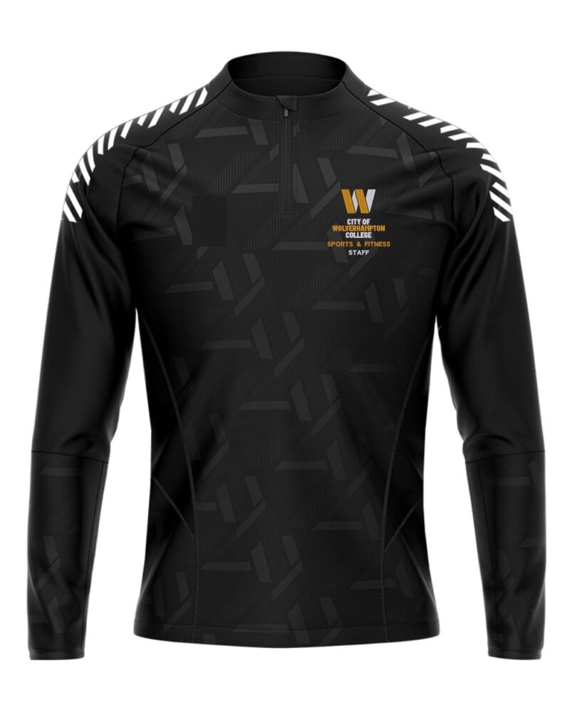 WHITE TRIM Wolv Sports Staff DU383 1/4 Zip Top Blk