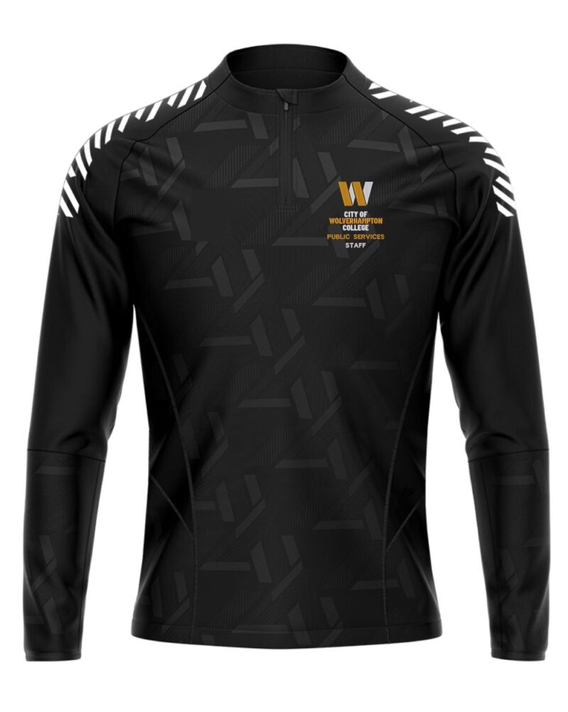 WHITE TRIM Wolv Public Staff DU383 1/4 Zip Top Blk