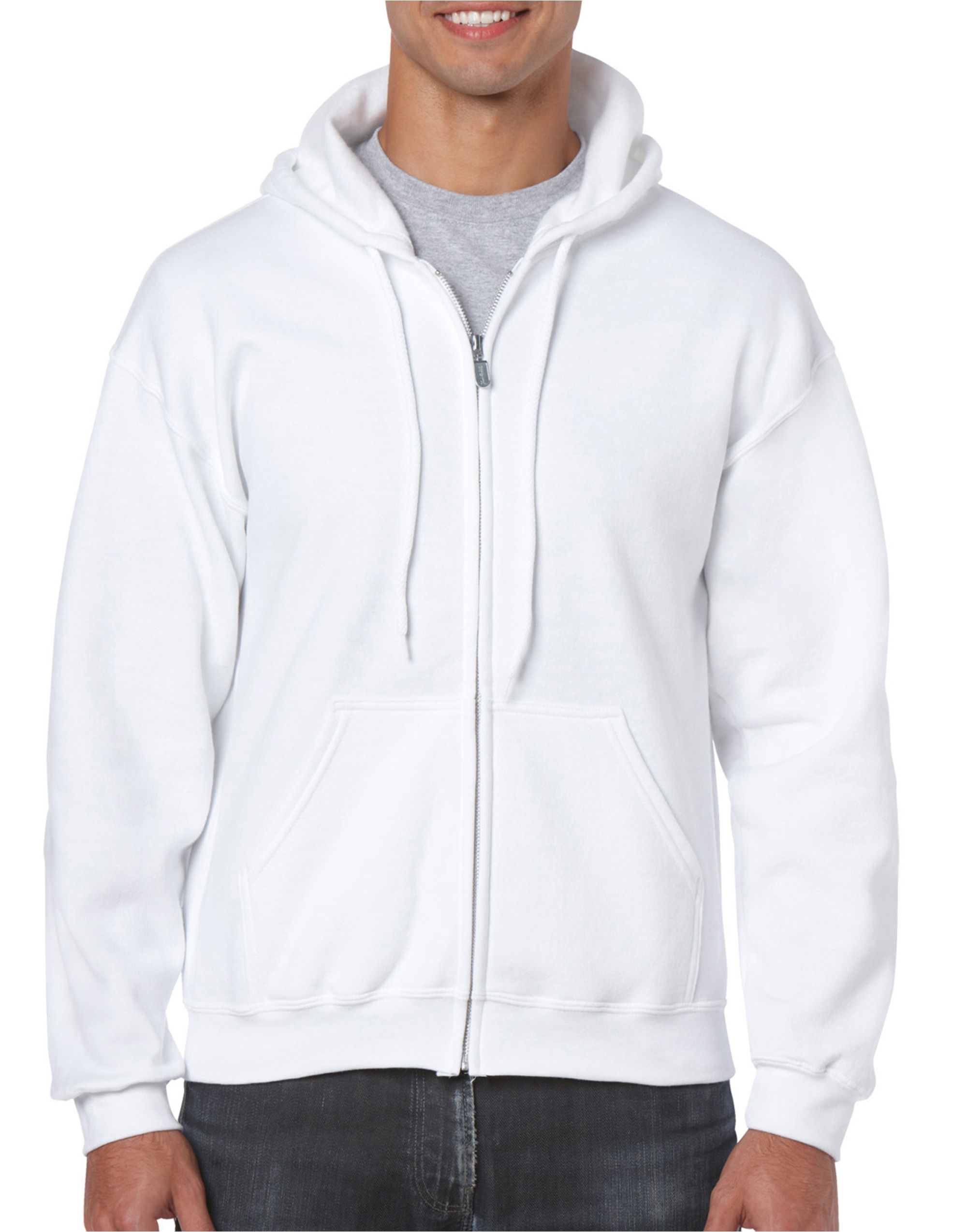 Mens white sale full zip hoodie