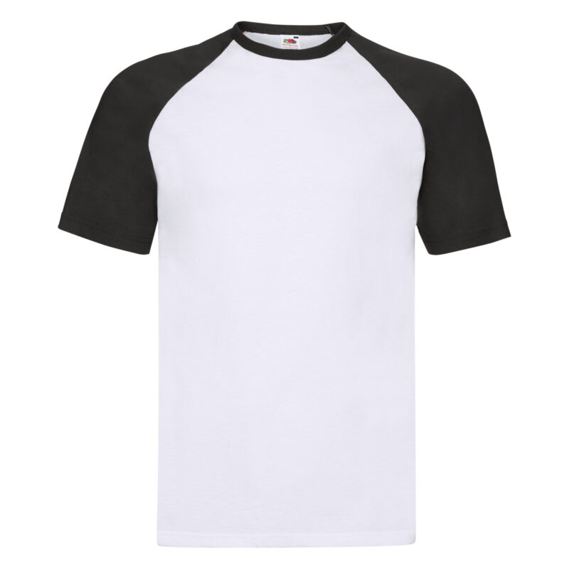 Fruit Of The Loom Men's Valueweight Short Sleeve Baseball T-Shirt White and Black