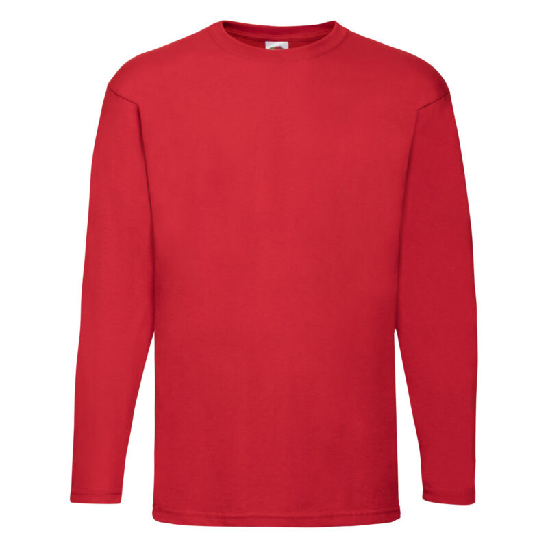 Fruit Of The Loom Men's Long Sleeve Valueweight T-Shirt Red