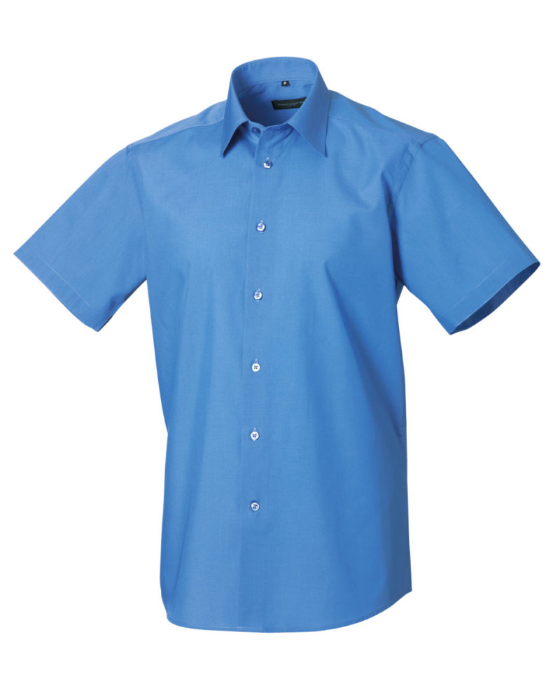 Men's Short Sleeve Poly-Cotton Easy Care Tailored Poplin Shirt