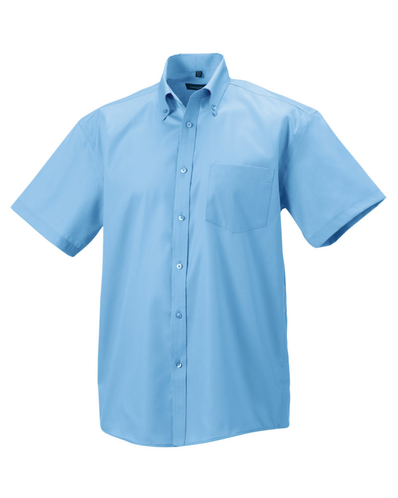 Russell Collection Men's Short Sleeve Ultimate Non-Iron Shirt Bright Sky
