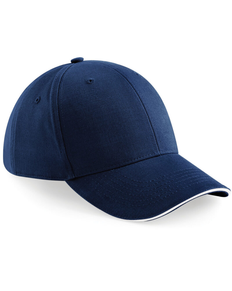 Beechfield Athleisure 6 Panel Cap French Navy and White