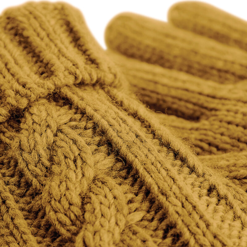 Beechfield Cable Knit Melange Gloves Mustard