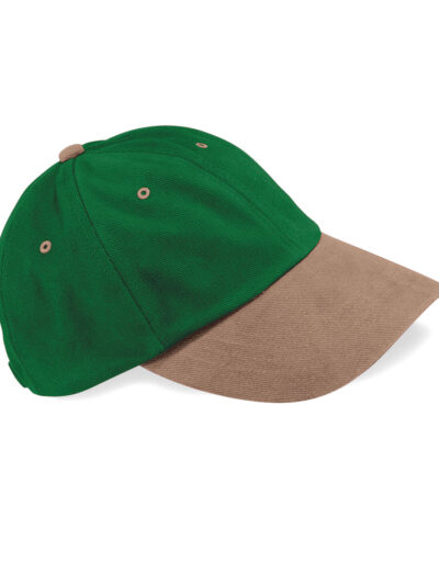 Beechfield Low Profile Heavy Brushed Cotton Cap Forest Green and Taupe