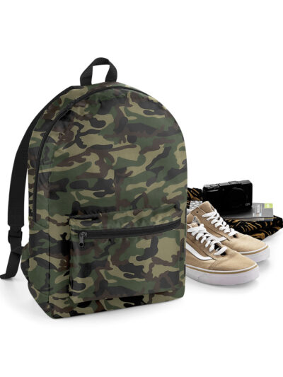 Bagbase Packaway Backpack Jungle Camo and Black