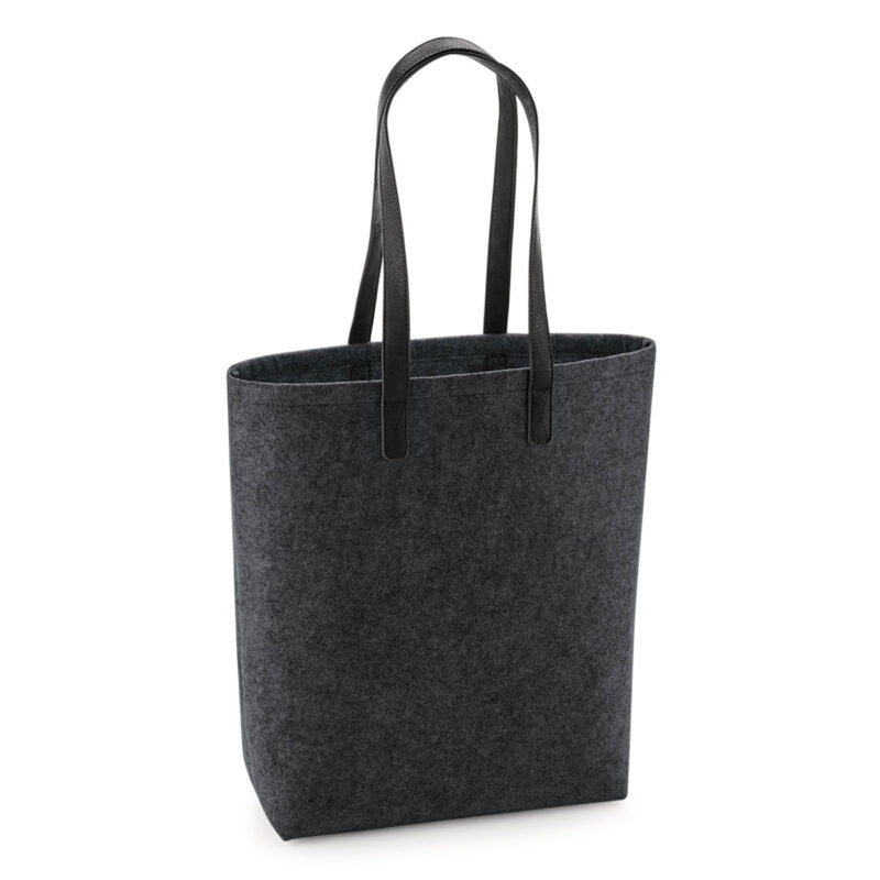 Bagbase Premium Felt Tote Charcoal Melange and Black