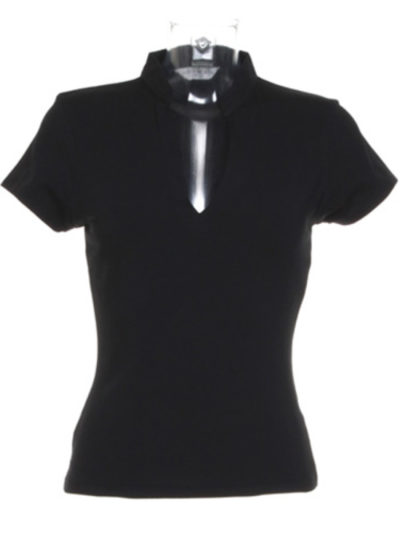 Ladies' Corporate Short Sleeve V-Neck Mandarin Collar Top