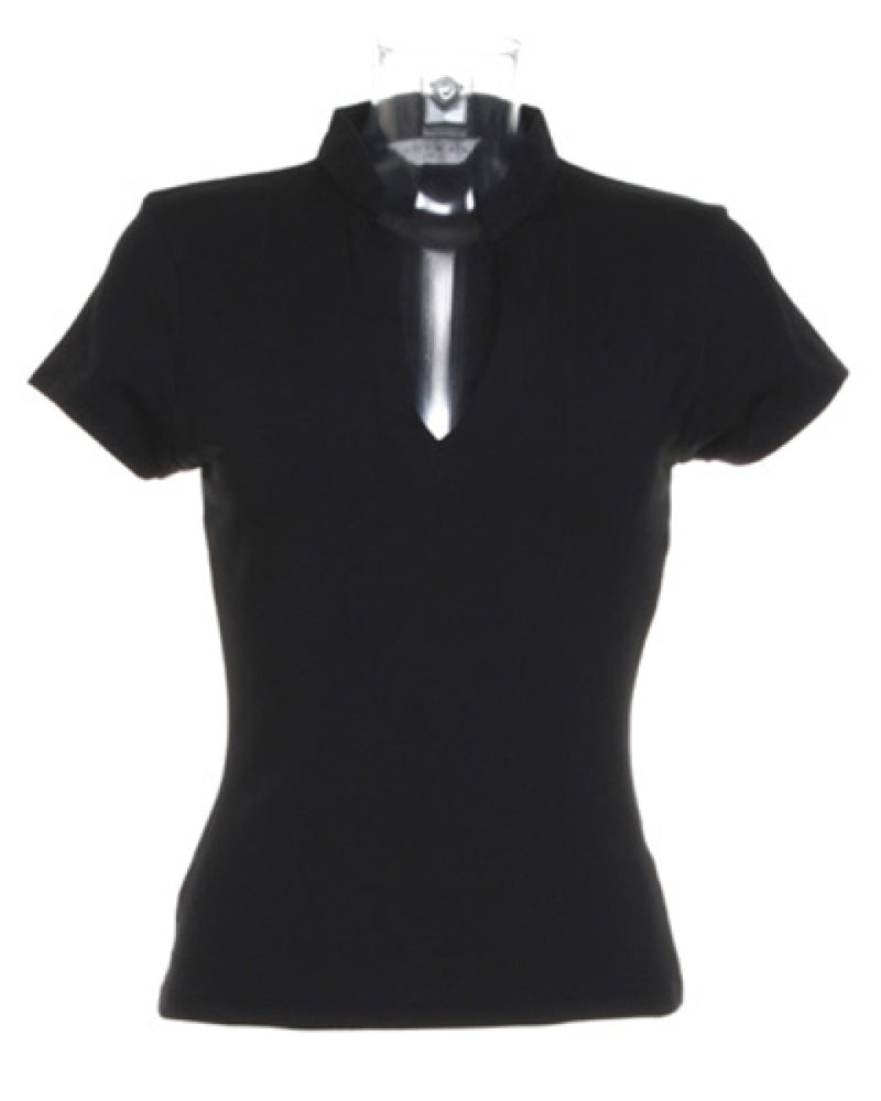 Ladies' Corporate Short Sleeve V-Neck Mandarin Collar Top