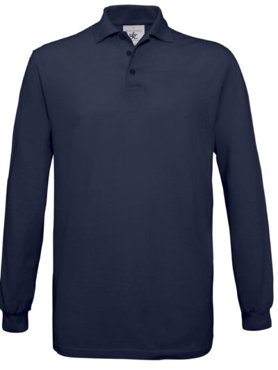 B&C Safran Long-sleeved Polo Shirt Navy Blue