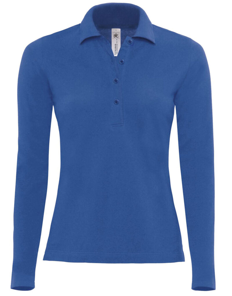 B&C Safran Pure Women's Long Sleeve Polo Royal Blue