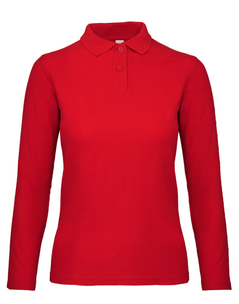 B&C ID.001 Women's Long Sleeve Polo Red