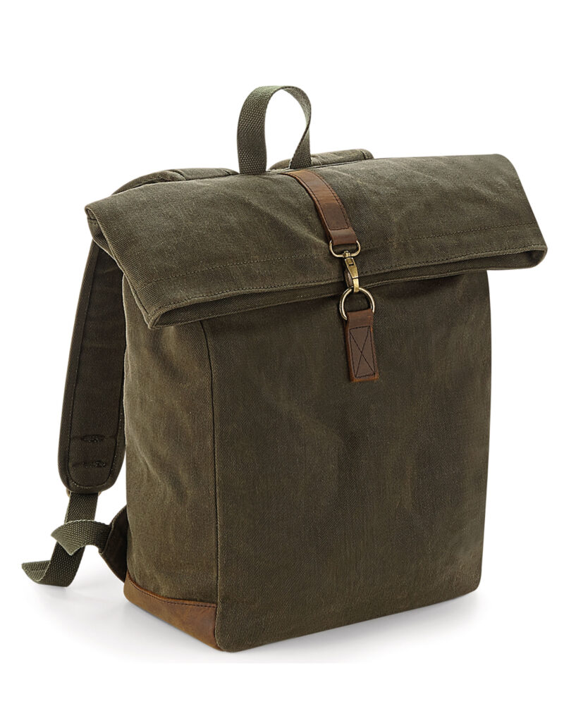 Quadra Heritage Waxed Canvas Backpack Olive Green