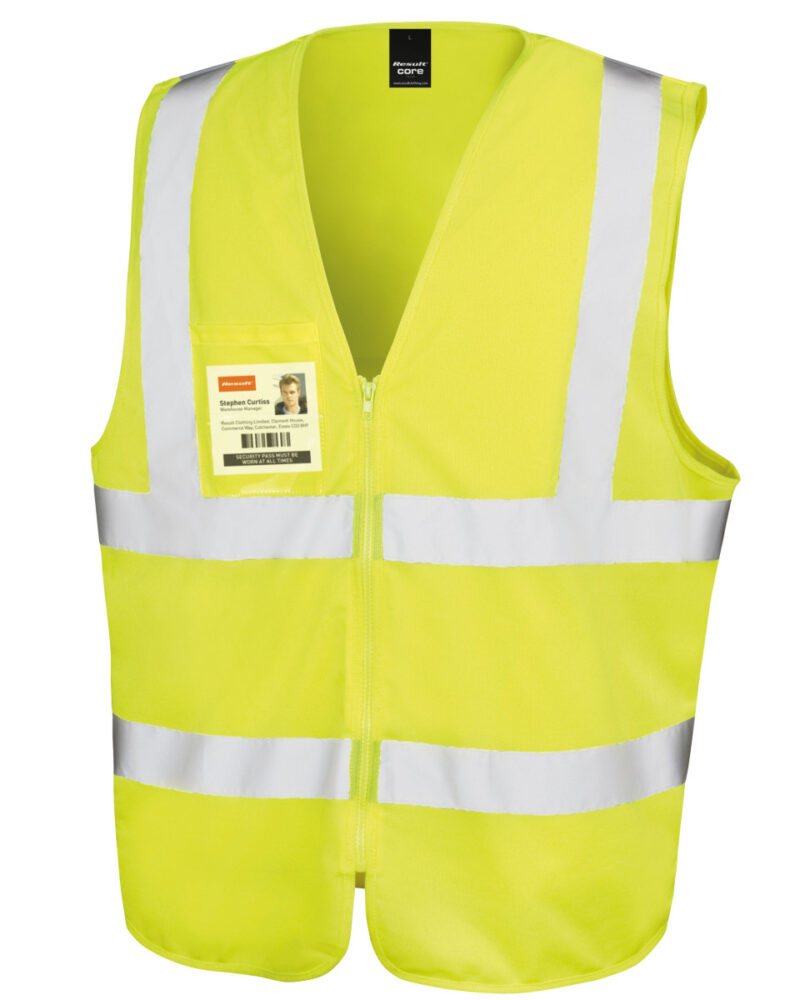 Result Safeguard Zip Safety Tabard Hi-Vis Yellow