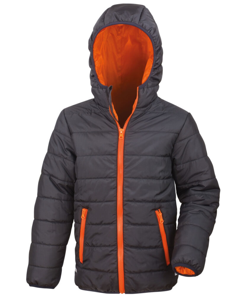 Result Core Children's Soft Padded Jacket Black and Orange