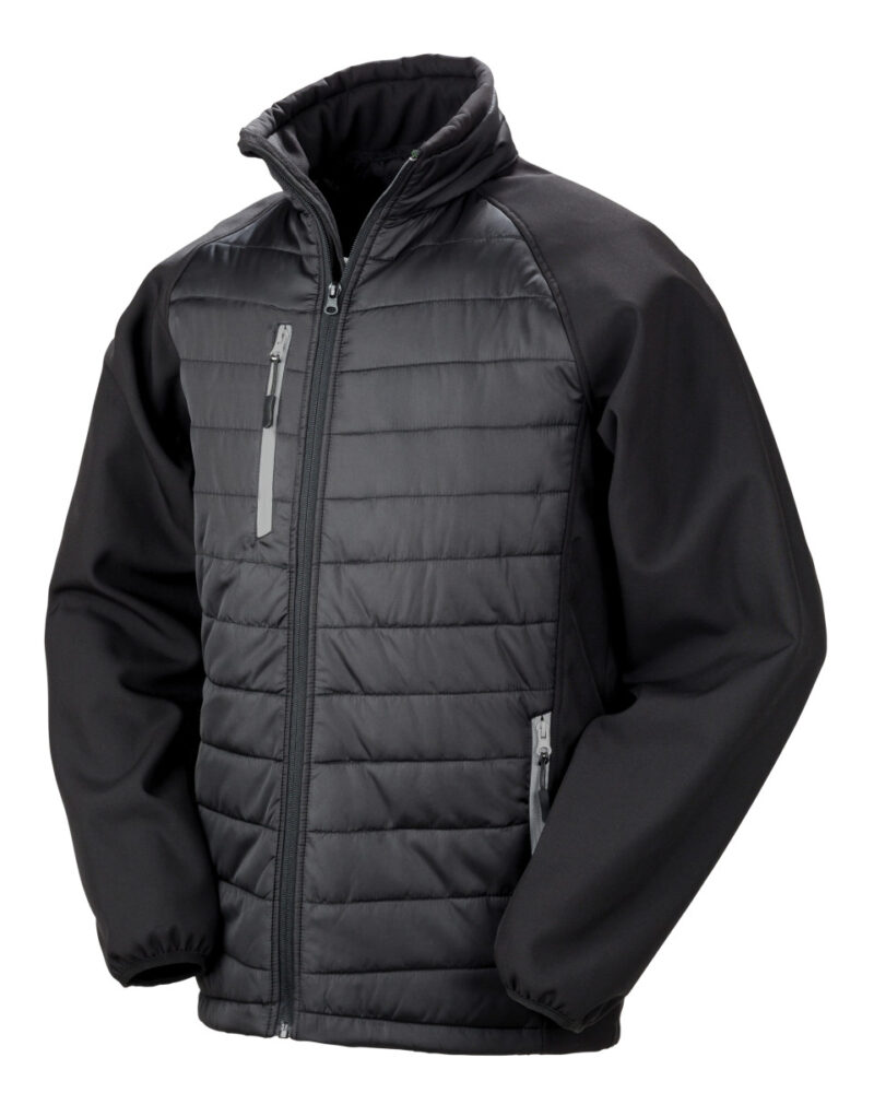 Result Black Compass Padded Softshell Jacket Black and Grey