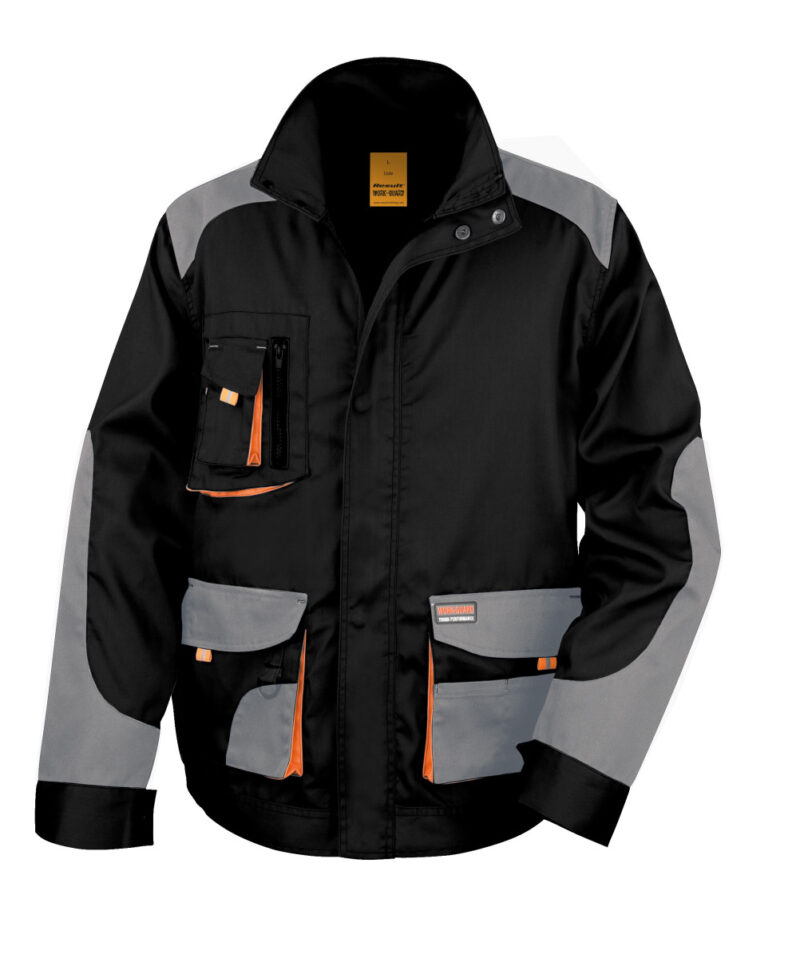 WORK-GUARD by Result Lite Jacket Black and Grey and Orange