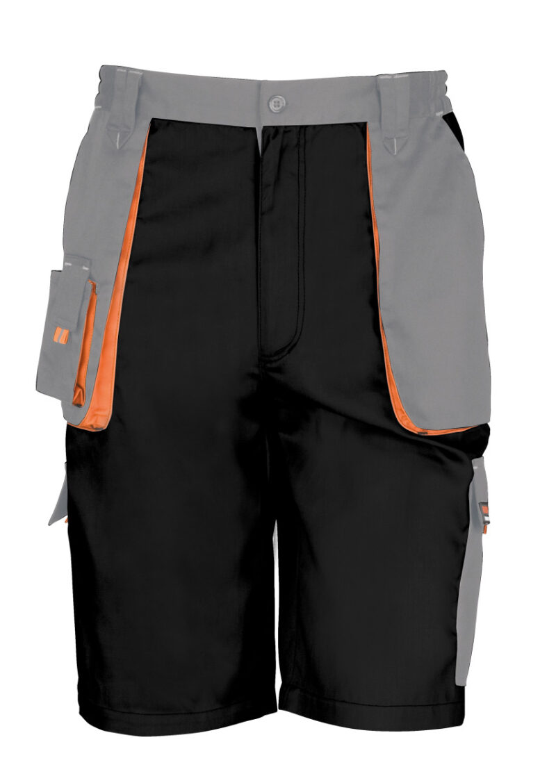 WORK-GUARD by Result Lite Shorts Black and Grey and Orange