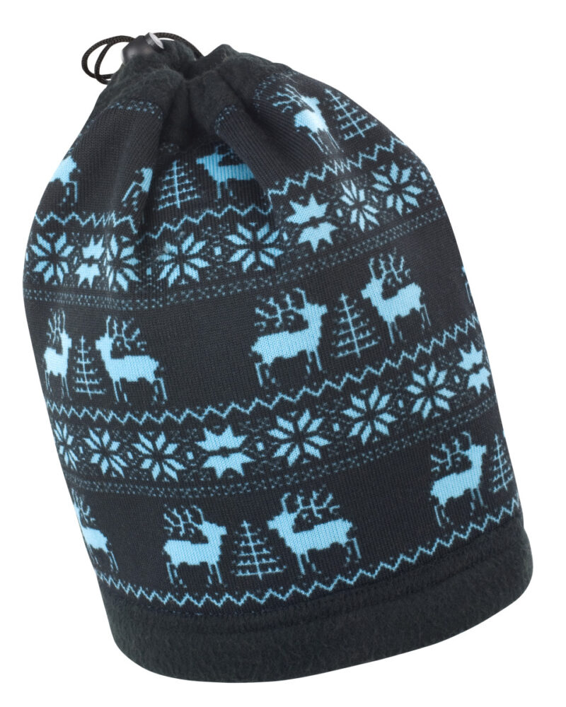 Result Winter Essentials Reindeer Snood Hat Black and Aqua
