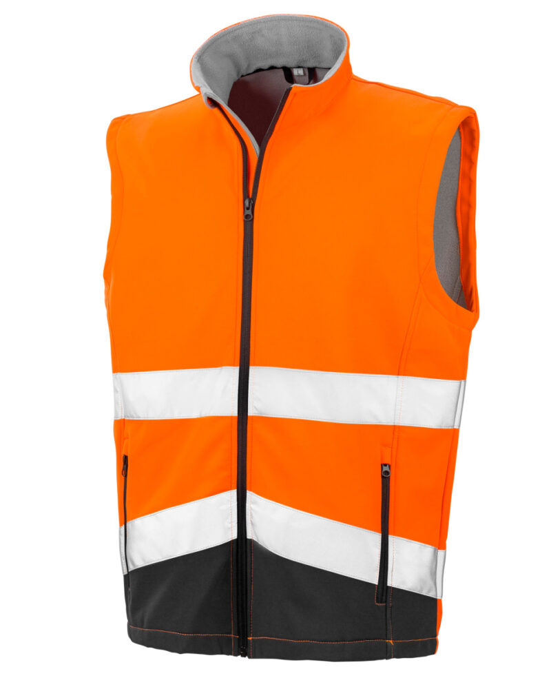 Result Safeguard Printable Safety Softshell Gilet Fluorescent Orange and Black