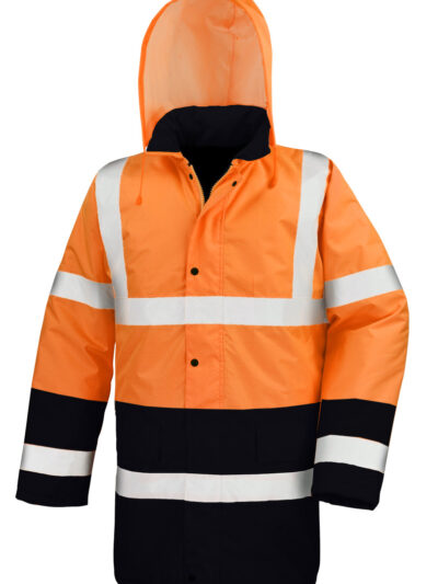 Result Safeguard Moterway 2-Tone Safety Coat Fluorescent Orange and Black