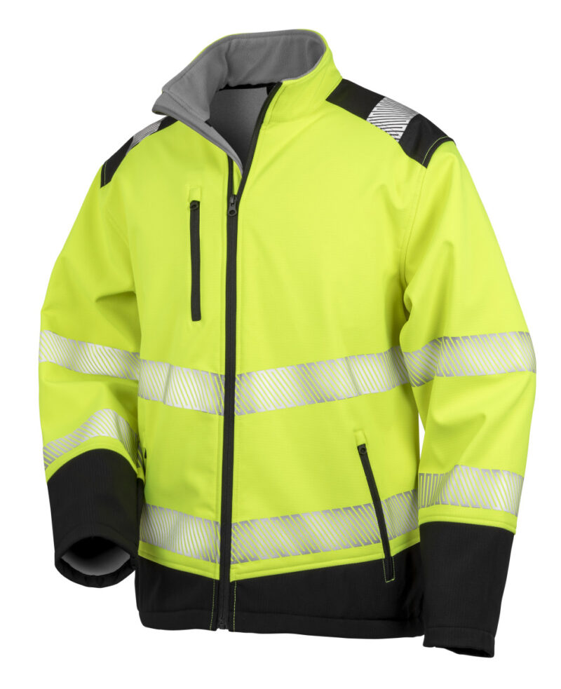 Result Safeguard Printable Ripstop Safety Softshell Fluorescent Yellow and Black