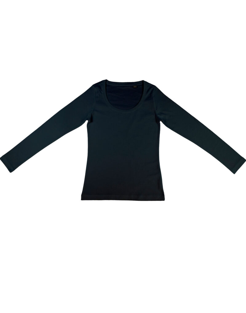 Nakedshirt Women's 'Sheila' Organic Deep Round Long Sleeve T-Shirt Black