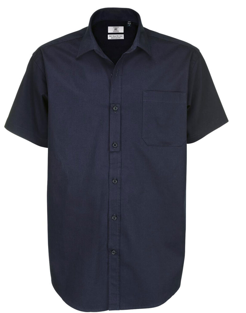 B&C Men's Sharp Short Sleeve Shirt Navy Blue