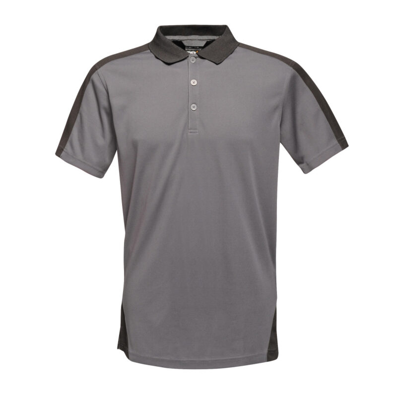 Regatta Contrast Quick Wicking Polo Shirt Seal Grey and Black