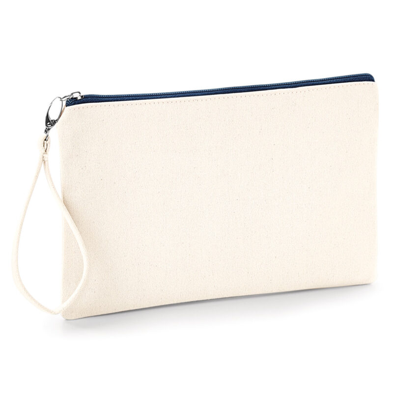 Westford Mill Canvas Wristlet Pouch Natural and Navy